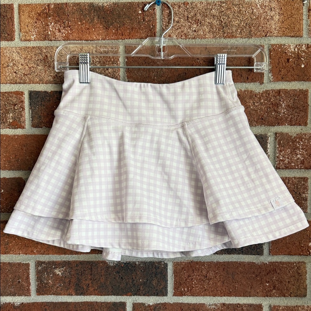 Sweet Honey girls size 12 Gingham athletic skirt skort purple white layered kids